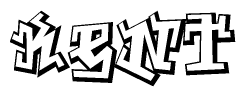 The image is a stylized representation of the letters Kent designed to mimic the look of graffiti text. The letters are bold and have a three-dimensional appearance, with emphasis on angles and shadowing effects.