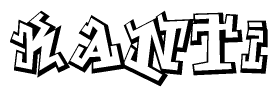 The clipart image depicts the word Kanti in a style reminiscent of graffiti. The letters are drawn in a bold, block-like script with sharp angles and a three-dimensional appearance.