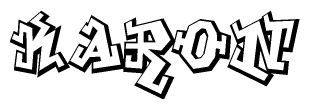 The clipart image depicts the word Karon in a style reminiscent of graffiti. The letters are drawn in a bold, block-like script with sharp angles and a three-dimensional appearance.