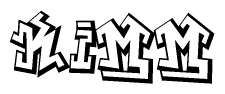 The clipart image depicts the word Kimm in a style reminiscent of graffiti. The letters are drawn in a bold, block-like script with sharp angles and a three-dimensional appearance.