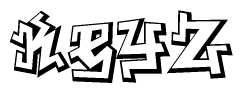 The clipart image features a stylized text in a graffiti font that reads Keyz.