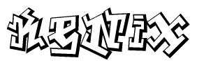 The clipart image features a stylized text in a graffiti font that reads Kenix.