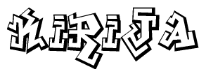 The clipart image depicts the word Kirija in a style reminiscent of graffiti. The letters are drawn in a bold, block-like script with sharp angles and a three-dimensional appearance.
