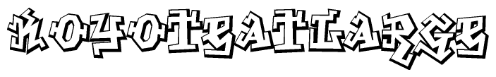The clipart image features a stylized text in a graffiti font that reads Koyoteatlarge.