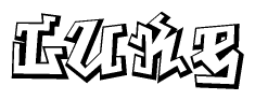 The clipart image depicts the word Luke in a style reminiscent of graffiti. The letters are drawn in a bold, block-like script with sharp angles and a three-dimensional appearance.