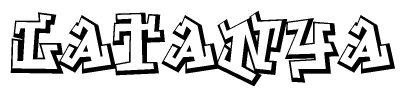 The image is a stylized representation of the letters Latanya designed to mimic the look of graffiti text. The letters are bold and have a three-dimensional appearance, with emphasis on angles and shadowing effects.
