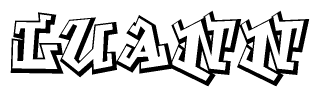 The clipart image depicts the word Luann in a style reminiscent of graffiti. The letters are drawn in a bold, block-like script with sharp angles and a three-dimensional appearance.