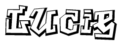 The clipart image features a stylized text in a graffiti font that reads Lucie.