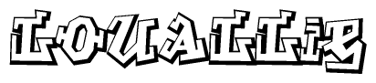 The clipart image features a stylized text in a graffiti font that reads Louallie.
