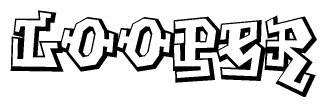 The image is a stylized representation of the letters Looper designed to mimic the look of graffiti text. The letters are bold and have a three-dimensional appearance, with emphasis on angles and shadowing effects.