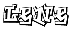 The clipart image depicts the word Lene in a style reminiscent of graffiti. The letters are drawn in a bold, block-like script with sharp angles and a three-dimensional appearance.