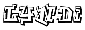 The clipart image features a stylized text in a graffiti font that reads Lyndi.
