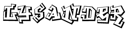 The clipart image depicts the word Lysander in a style reminiscent of graffiti. The letters are drawn in a bold, block-like script with sharp angles and a three-dimensional appearance.