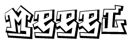 The clipart image features a stylized text in a graffiti font that reads Meeel.