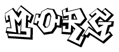 The clipart image depicts the word Morg in a style reminiscent of graffiti. The letters are drawn in a bold, block-like script with sharp angles and a three-dimensional appearance.