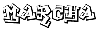 The clipart image features a stylized text in a graffiti font that reads Marcha.