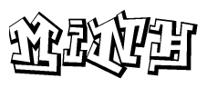 The clipart image features a stylized text in a graffiti font that reads Minh.