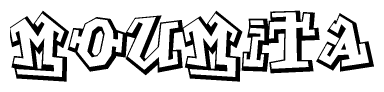 The clipart image features a stylized text in a graffiti font that reads Moumita.