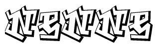 The image is a stylized representation of the letters Nenne designed to mimic the look of graffiti text. The letters are bold and have a three-dimensional appearance, with emphasis on angles and shadowing effects.