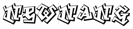 The clipart image depicts the word Newnang in a style reminiscent of graffiti. The letters are drawn in a bold, block-like script with sharp angles and a three-dimensional appearance.