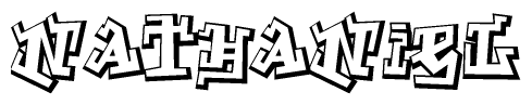 The clipart image features a stylized text in a graffiti font that reads Nathaniel.
