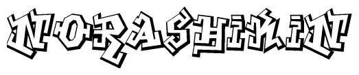 The clipart image features a stylized text in a graffiti font that reads Norashikin.