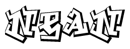 The clipart image depicts the word Nean in a style reminiscent of graffiti. The letters are drawn in a bold, block-like script with sharp angles and a three-dimensional appearance.