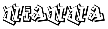 The clipart image depicts the word Nianna in a style reminiscent of graffiti. The letters are drawn in a bold, block-like script with sharp angles and a three-dimensional appearance.