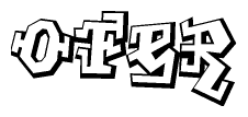 The clipart image depicts the word Ofer in a style reminiscent of graffiti. The letters are drawn in a bold, block-like script with sharp angles and a three-dimensional appearance.