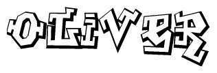 The clipart image depicts the word Oliver in a style reminiscent of graffiti. The letters are drawn in a bold, block-like script with sharp angles and a three-dimensional appearance.