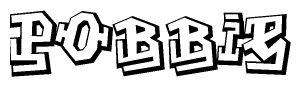 The clipart image depicts the word Pobbie in a style reminiscent of graffiti. The letters are drawn in a bold, block-like script with sharp angles and a three-dimensional appearance.
