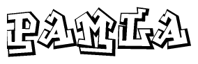 The clipart image features a stylized text in a graffiti font that reads Pamla.