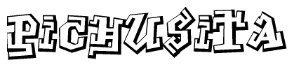 The clipart image depicts the word Pichusita in a style reminiscent of graffiti. The letters are drawn in a bold, block-like script with sharp angles and a three-dimensional appearance.