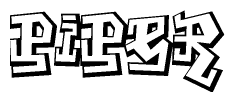 The clipart image features a stylized text in a graffiti font that reads Piper.
