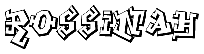 The clipart image features a stylized text in a graffiti font that reads Rossinah.
