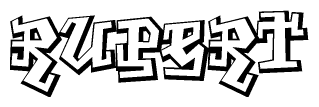 The clipart image depicts the word Rupert in a style reminiscent of graffiti. The letters are drawn in a bold, block-like script with sharp angles and a three-dimensional appearance.