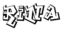 The clipart image features a stylized text in a graffiti font that reads Rina.