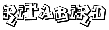 The clipart image depicts the word Ritabird in a style reminiscent of graffiti. The letters are drawn in a bold, block-like script with sharp angles and a three-dimensional appearance.