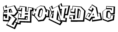 The clipart image features a stylized text in a graffiti font that reads Rhondac.
