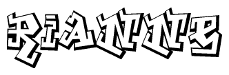 The image is a stylized representation of the letters Rianne designed to mimic the look of graffiti text. The letters are bold and have a three-dimensional appearance, with emphasis on angles and shadowing effects.