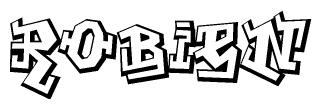 The clipart image depicts the word Robien in a style reminiscent of graffiti. The letters are drawn in a bold, block-like script with sharp angles and a three-dimensional appearance.