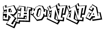 The clipart image depicts the word Rhonna in a style reminiscent of graffiti. The letters are drawn in a bold, block-like script with sharp angles and a three-dimensional appearance.