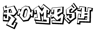 The clipart image features a stylized text in a graffiti font that reads Romesh.