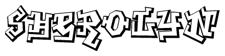 The image is a stylized representation of the letters Sherolyn designed to mimic the look of graffiti text. The letters are bold and have a three-dimensional appearance, with emphasis on angles and shadowing effects.
