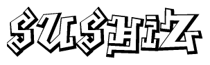 The clipart image depicts the word Sushiz in a style reminiscent of graffiti. The letters are drawn in a bold, block-like script with sharp angles and a three-dimensional appearance.