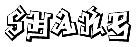 The clipart image features a stylized text in a graffiti font that reads Shake.