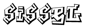 The clipart image depicts the word Sissel in a style reminiscent of graffiti. The letters are drawn in a bold, block-like script with sharp angles and a three-dimensional appearance.