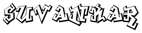 The clipart image depicts the word Suvankar in a style reminiscent of graffiti. The letters are drawn in a bold, block-like script with sharp angles and a three-dimensional appearance.