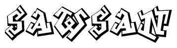 The clipart image features a stylized text in a graffiti font that reads Sawsan.