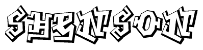 The clipart image depicts the word Shenson in a style reminiscent of graffiti. The letters are drawn in a bold, block-like script with sharp angles and a three-dimensional appearance.